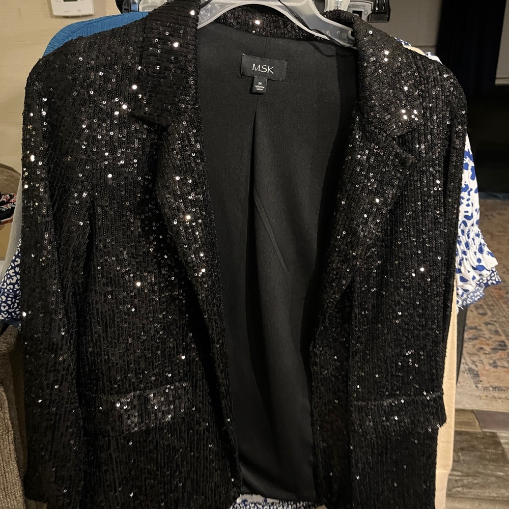 MSK Black Sequin Blazer